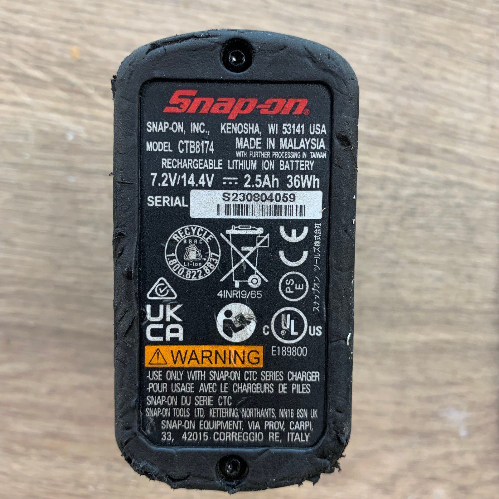 Snap-on CTR861 14.4V Brushless Cordless Ratchet With CTB8174 2.5Ah Battery Used - Image 10
