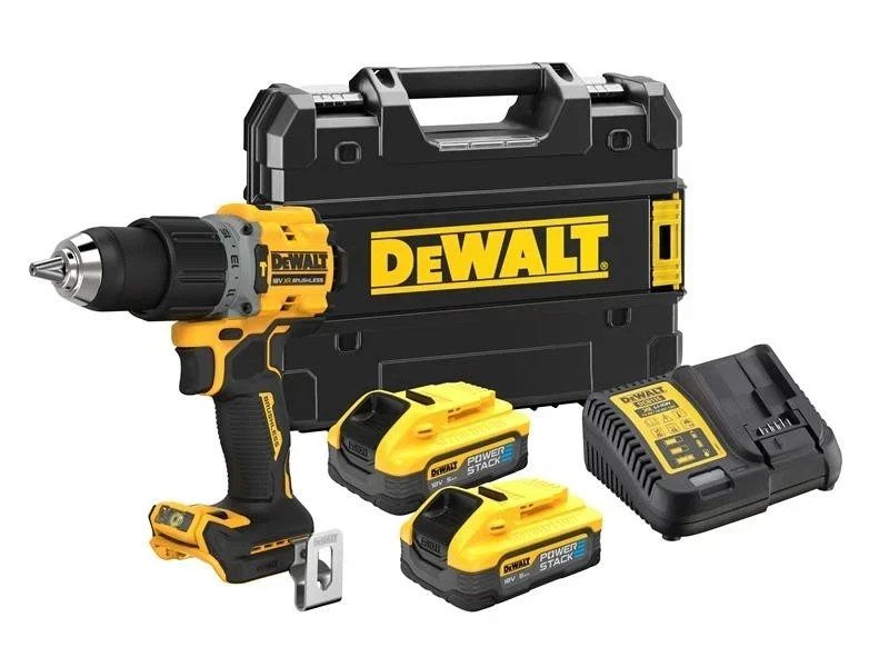 Dewalt DCD805H2T 18v XR Brushless Powerstack Combi Hammer Drill 2x5AH Batteries - Image 1