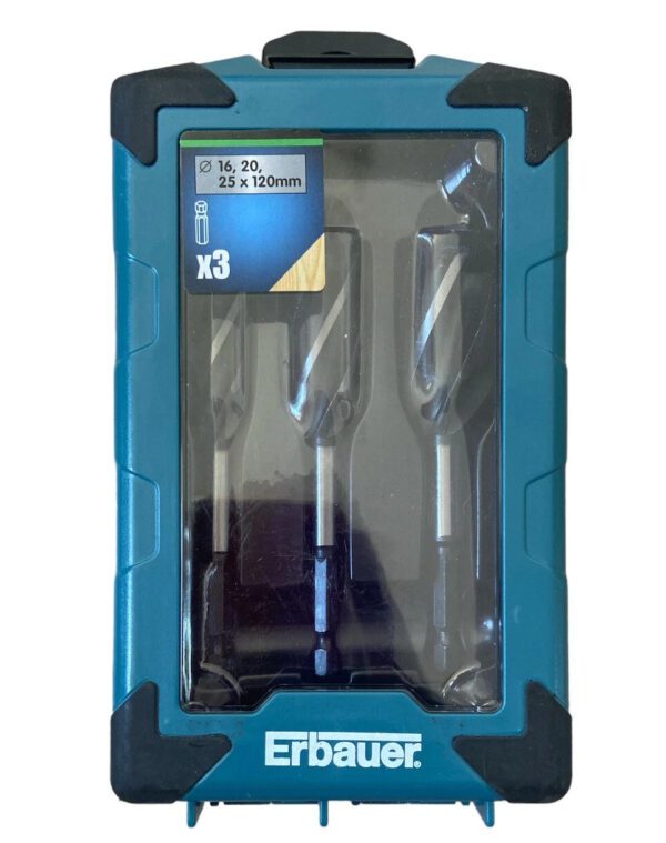 Erbauer Wood Drill Bit Set 3pc 16mm 20mm 25mm x 120mm New