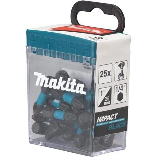 Makita E-12360 25 Piece 25mm Black Screwdriver Impact Rated Bit Set Philips PH2