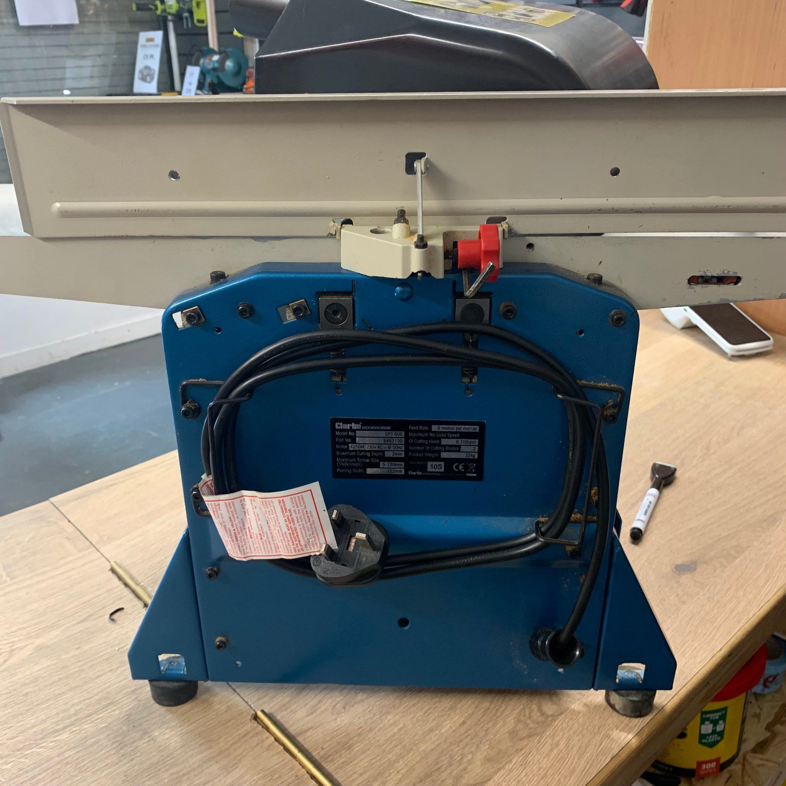 Clarke CPT-600 Planer Thicknesser 6in 150mm 230V Woodworker 1250W Benchtop Used - Image 8