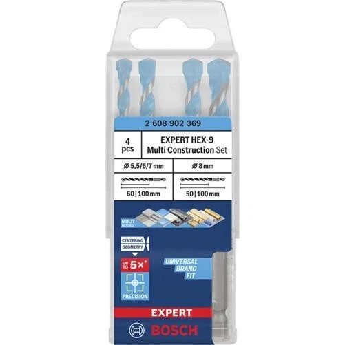 Bosch EXPERT HEX-9 Multi Construction Drill Bit Set 4 Piece 2 608 902 369 New