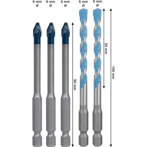 Bosch EXPERT HEX-9 Hard Ceramic & HEX-9 Multi Construction Set 5pcs 2608902313