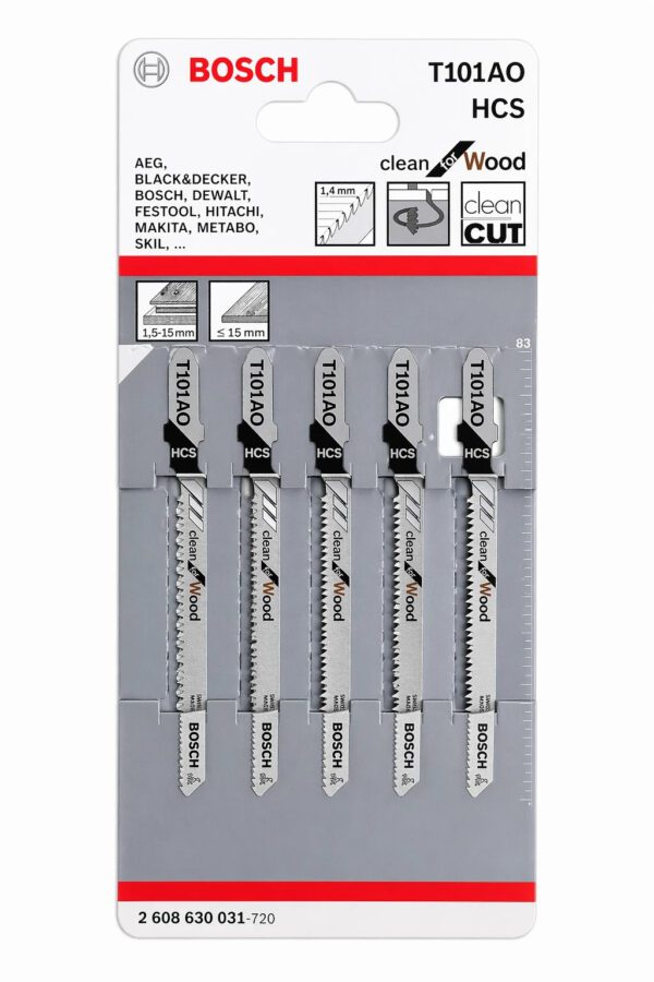 Bosch T101AO HCS Clean For Wood Jigsaw Blades 2 x 5 Pack New