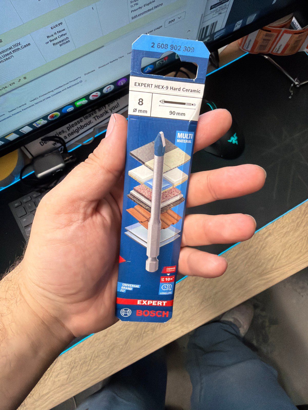 Bosch EXPERT HEX-9 Hard Ceramic Drill Bit 8mm x 90mm 2 608 902 309 New - Image 3