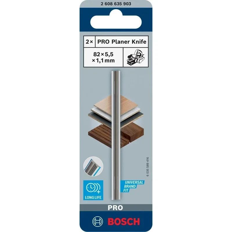 Bosch PRO Planer Knife 82mm 2 Piece Set 2 608 635 903 New - Image 1