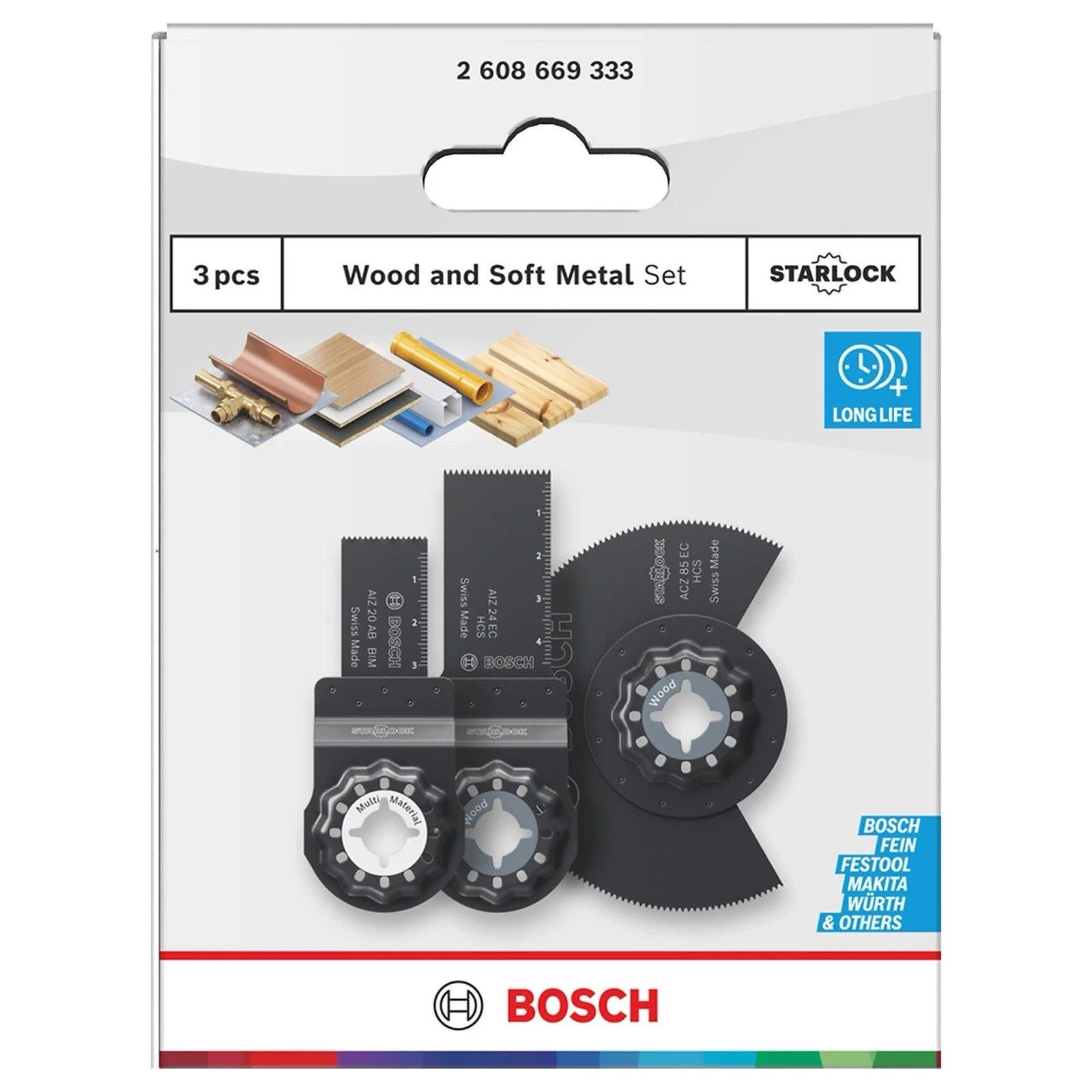Bosch Starlock Wood & Soft Metal Multi Tool Blade Set 3 Piece New - Image 2