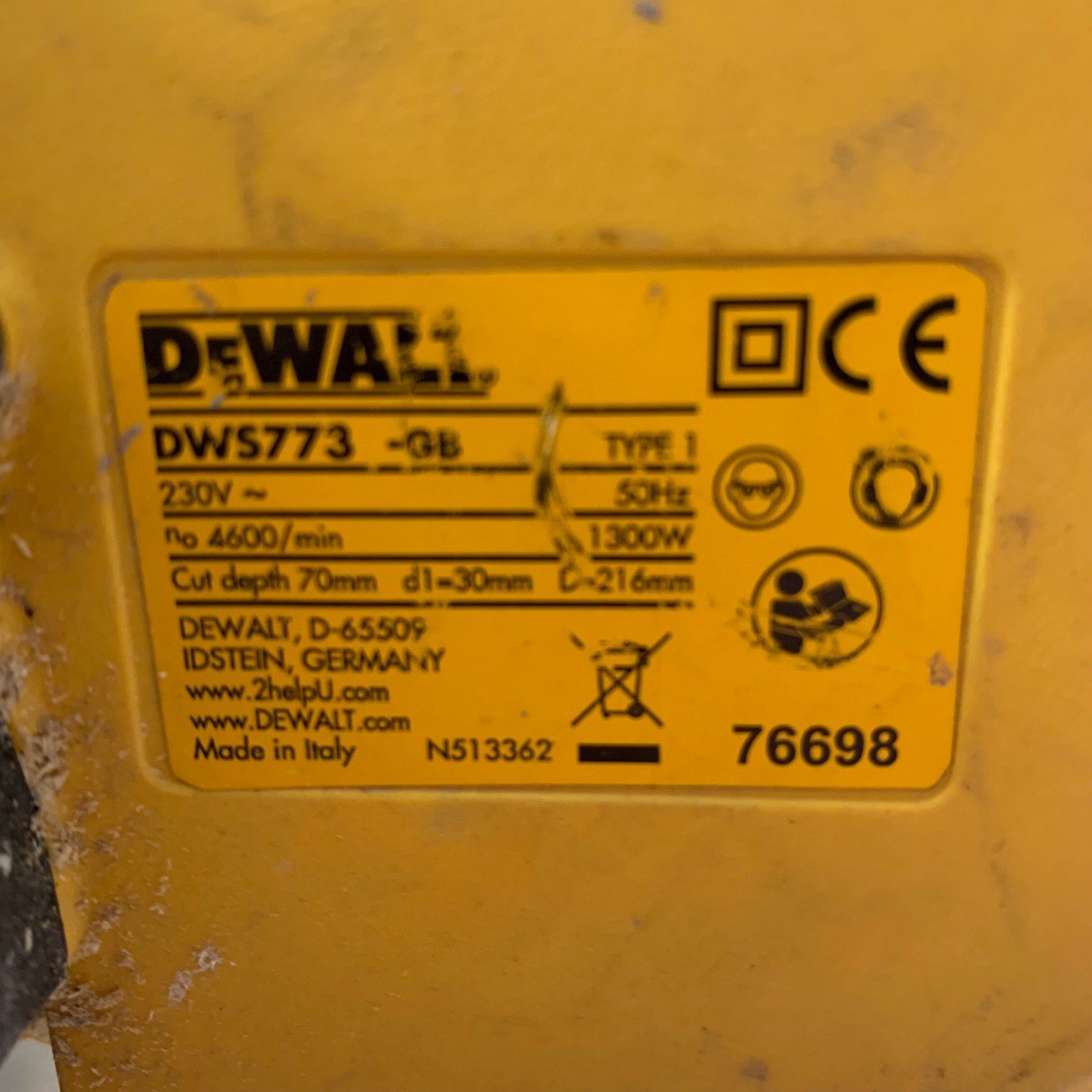 DeWalt DWS773 230V 216mm Sliding Compound Mitre Saw Used - Image 13
