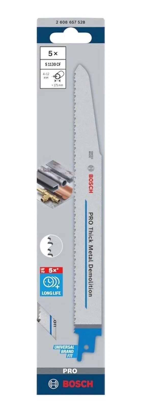 Bosch PRO Thick Metal Demolition Reciprocating Saw Blades S1130CF 5 Pack New - Image 1
