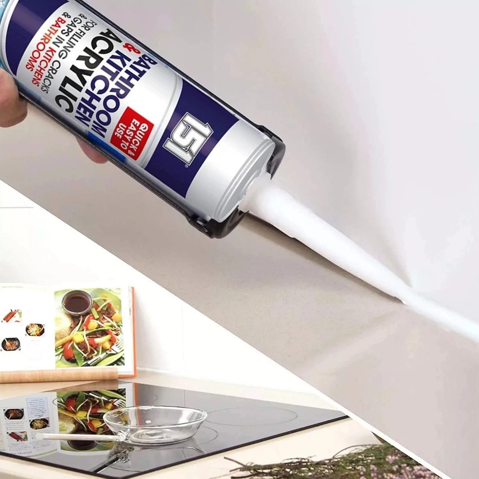 151 Bathroom Kitchen Acrylic Sealant White Crack Gap Filler Cartridge New - Image 3