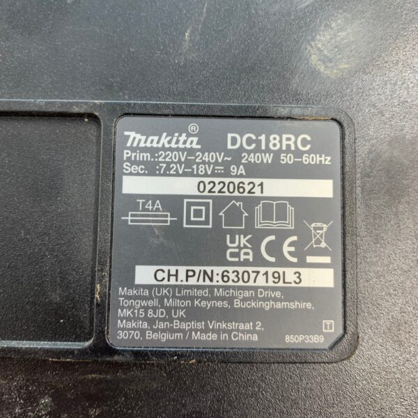 Makita DC18RC 240V 7.2V-18V Fast Battery Charger Excellent Refurbished