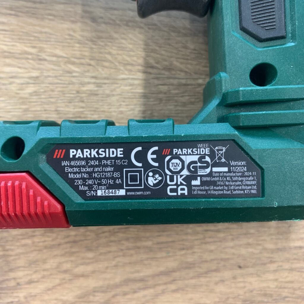 Parkside PHET 15 C2 240V Electric Tacker And Nailer Very Good Used
