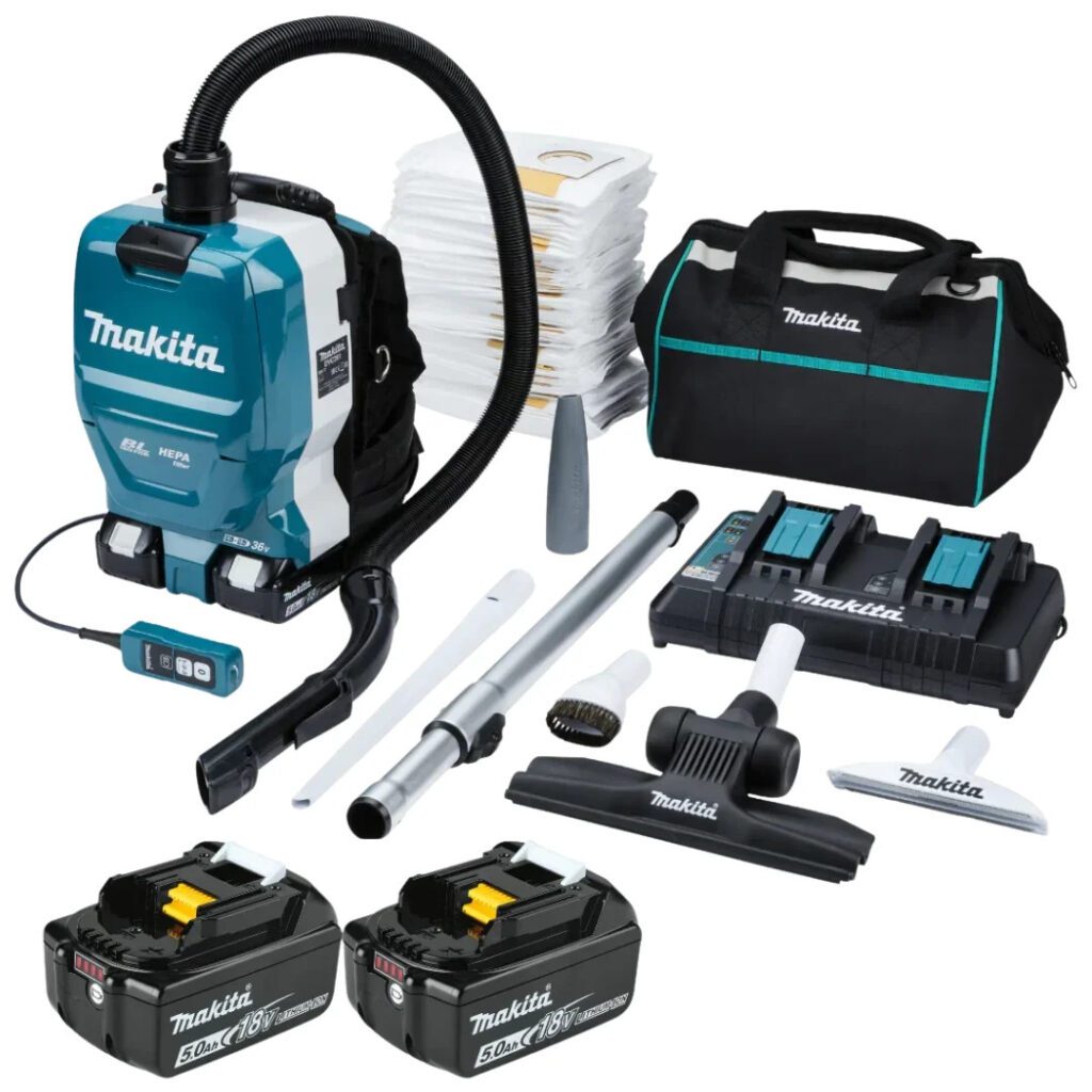 Makita DVC261TX25 36V LXT Brushless Backpack Vacuum 2x 5Ah Batteries Charger