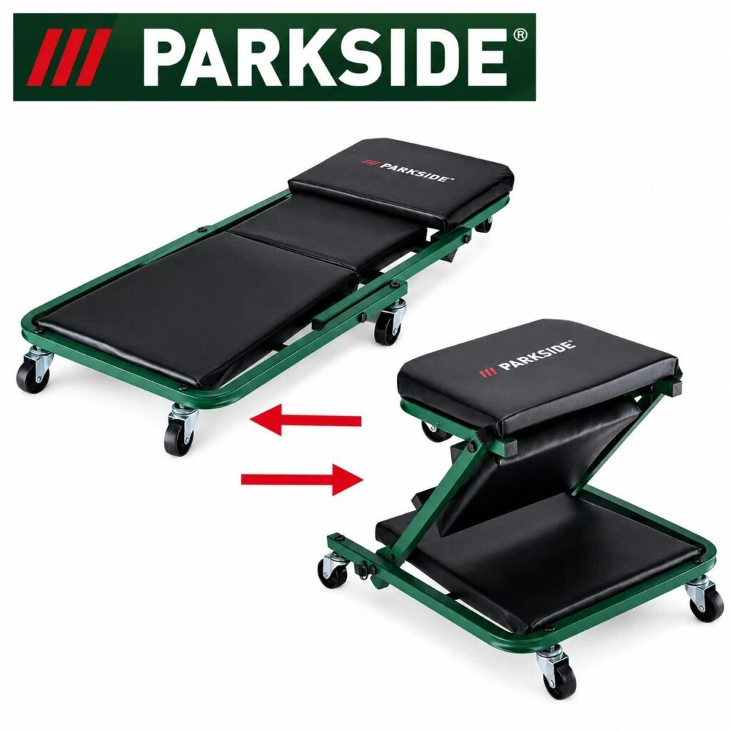Parkside 2-in-1 Car Creeper & Stool Workshop Mechanic Seat New