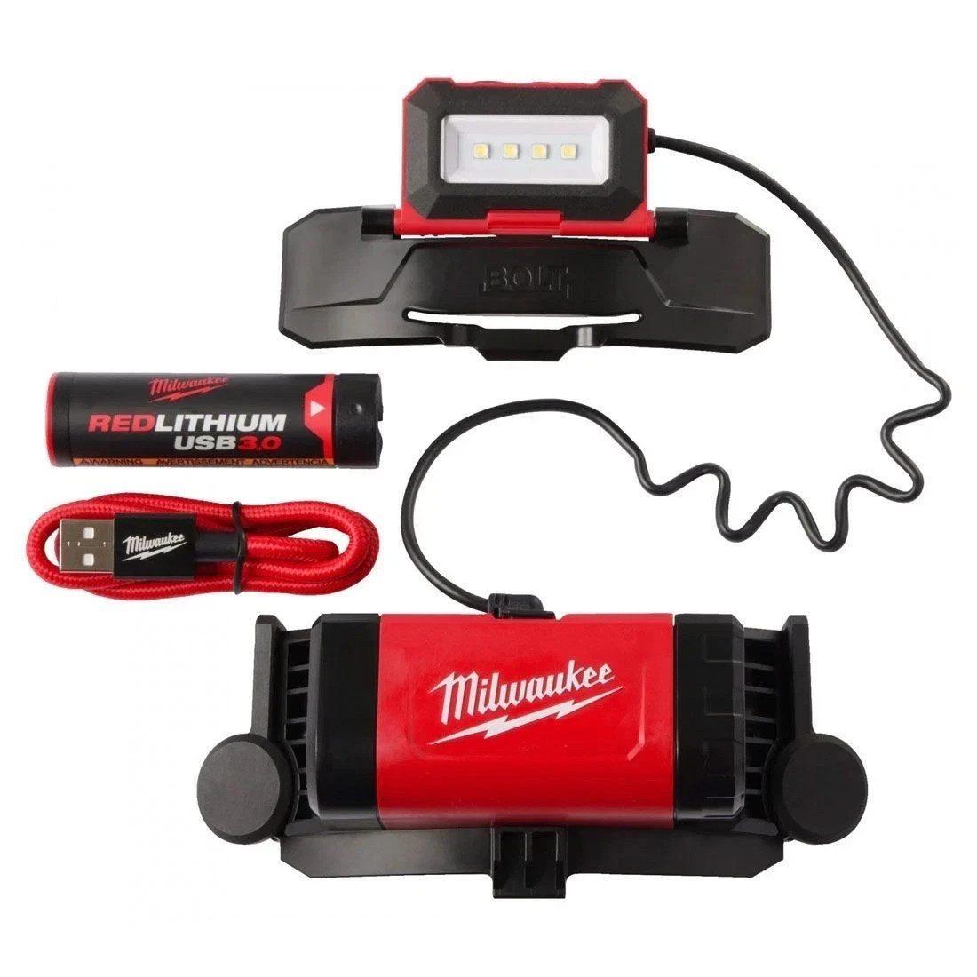 Milwaukee L4BOLTHL-301 REDLITHIUM USB rechargeable Bolt Headlamp 1 x 3.0Ah - Image 1
