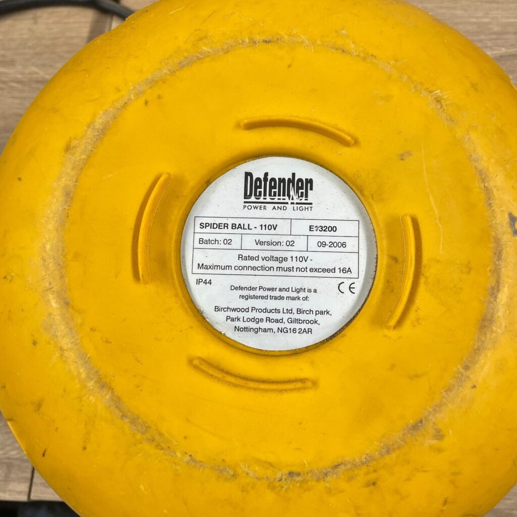Defender E13200 110V Spider Ball 4 Way 16A Site Power Splitter IP44