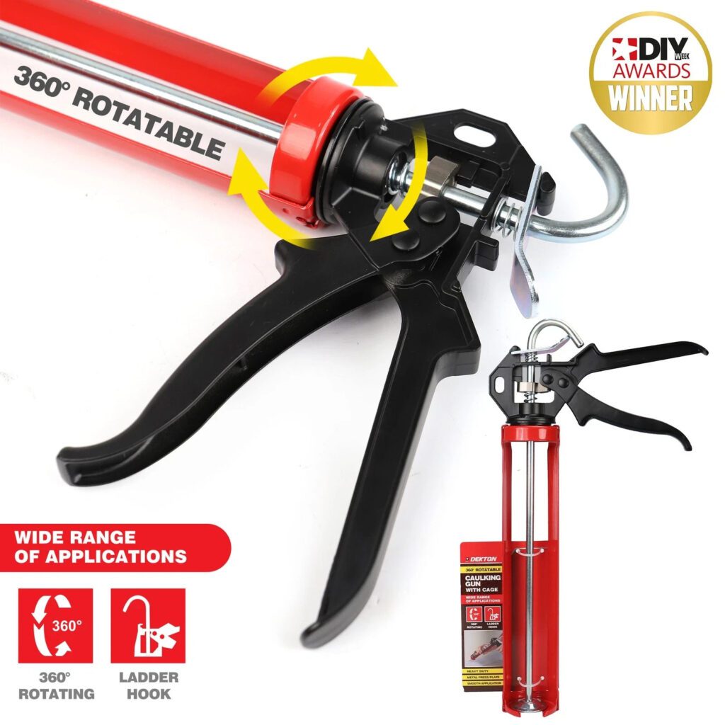 Heavy Duty 360° Rotating Caulking Gun Sealant Adhesive Cartridge Applicator