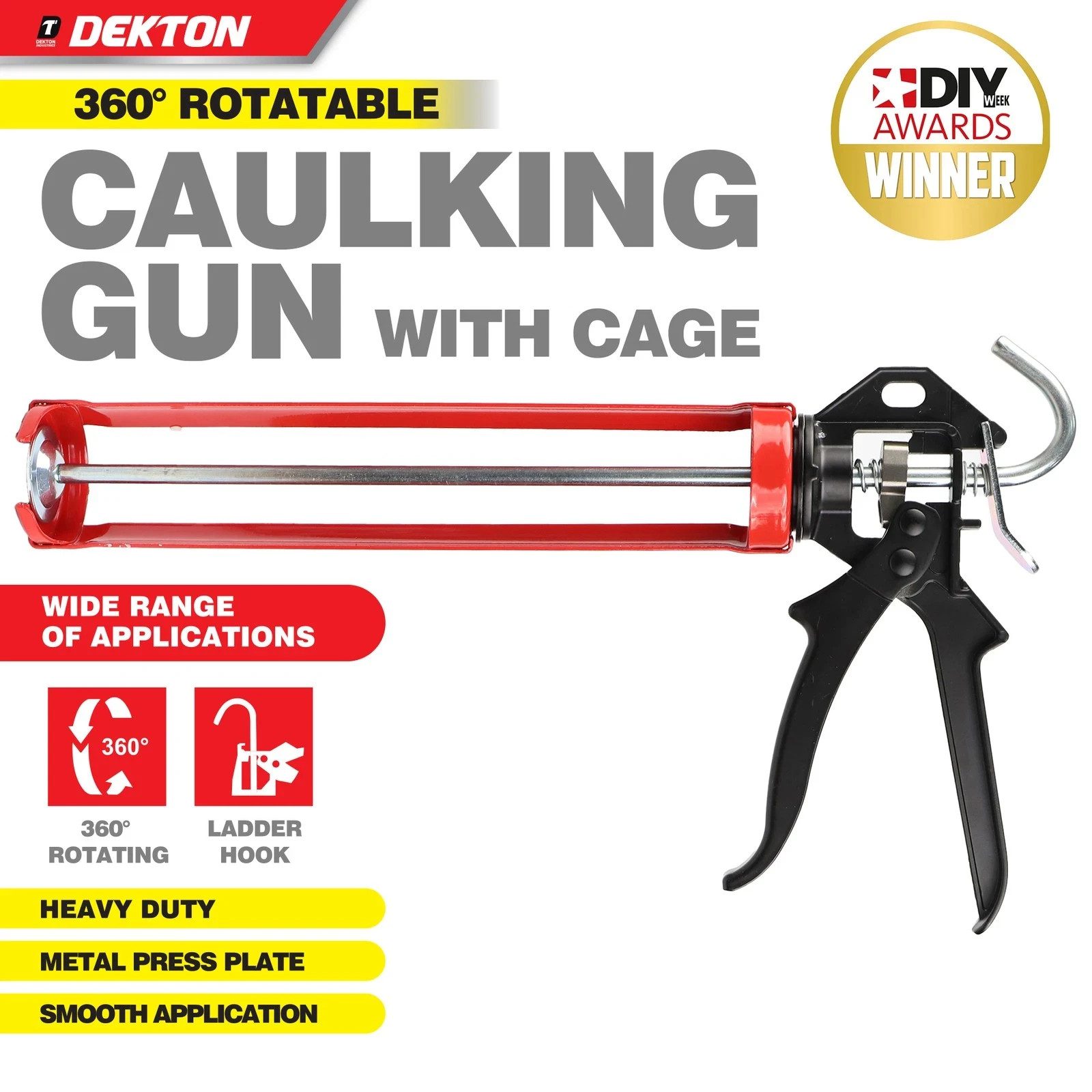 Heavy Duty 360° Rotating Caulking Gun Sealant Adhesive Cartridge Applicator - Image 6