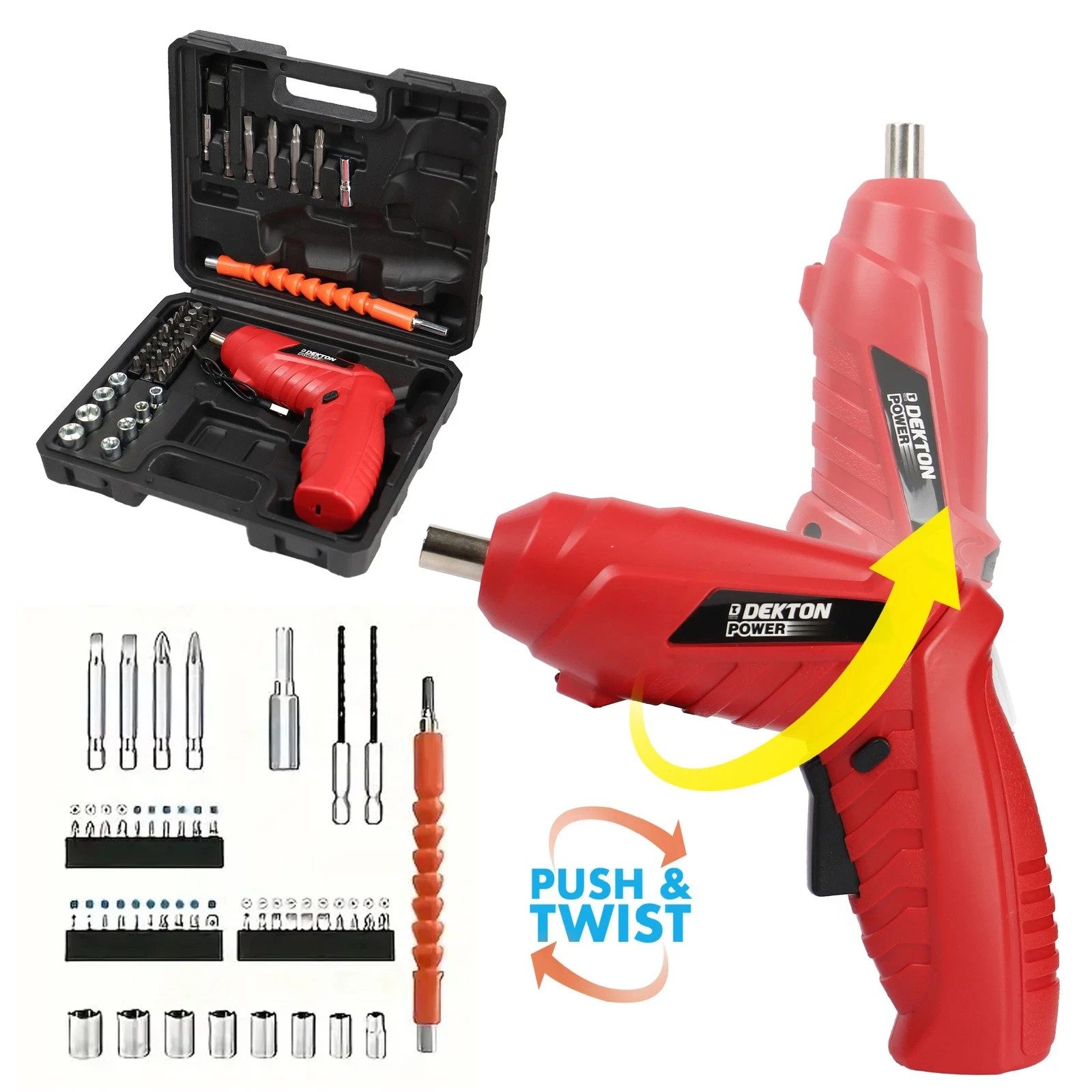 Dekton 3.6V Cordless Electric Screwdriver Kit 46pc 2-in-1 USB-C Rechargeable New - Image 9