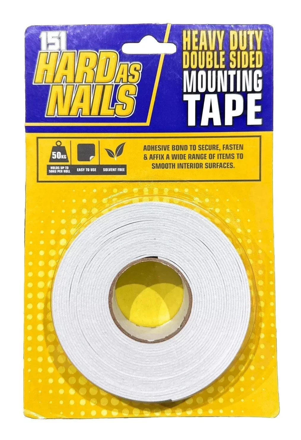 151 Hard As Nails Heavy Duty Double Sided Mounting Tape 50kg Per Roll New - Image 1