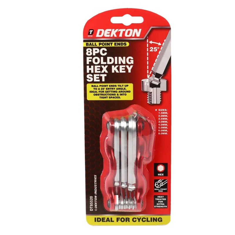 Dekton DT85520 8pc Folding Hex Allen Key Set Ball End Metric 1.5-8mm New