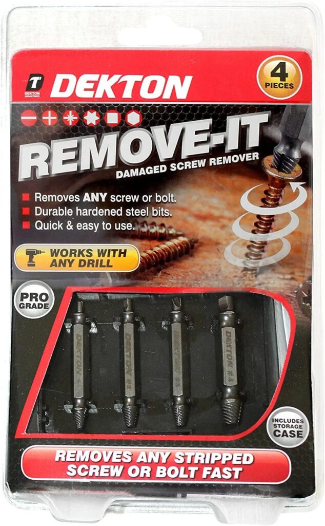 Dekton DT65924 Remove-It 4pc Damaged Screw Bolt Extractor Bit Set With Case New