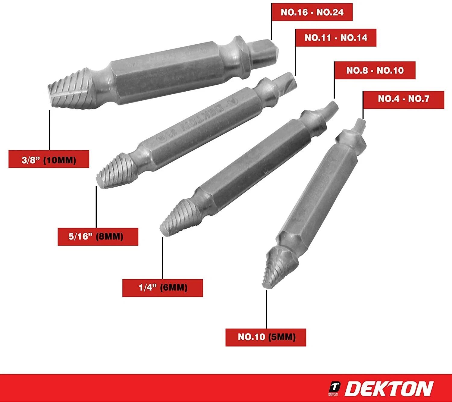 Dekton DT65924 Remove-It 4pc Damaged Screw Bolt Extractor Bit Set With Case New - Image 6
