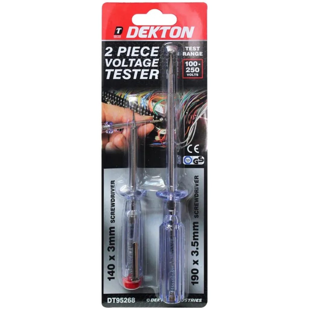Dekton DT95268 2 Piece Voltage Tester Screwdriver Set 100-250V New