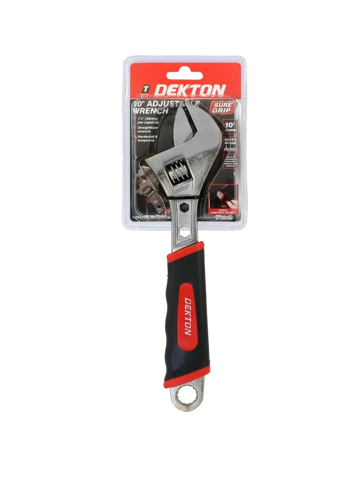Dekton DT20442 10" 250mm Adjustable Wrench Spanner Sure Grip 30mm Jaw New - Image 1