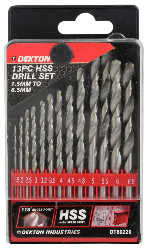 Dekton DT80220 13 Piece HSS Drill Bit Set 1.5-6.5mm Metal Drilling New