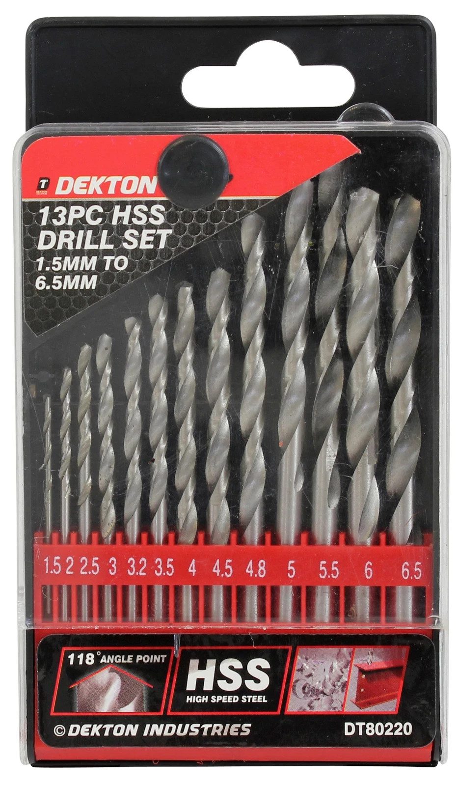 Dekton DT80220 13 Piece HSS Drill Bit Set 1.5-6.5mm Metal Drilling New - Image 1