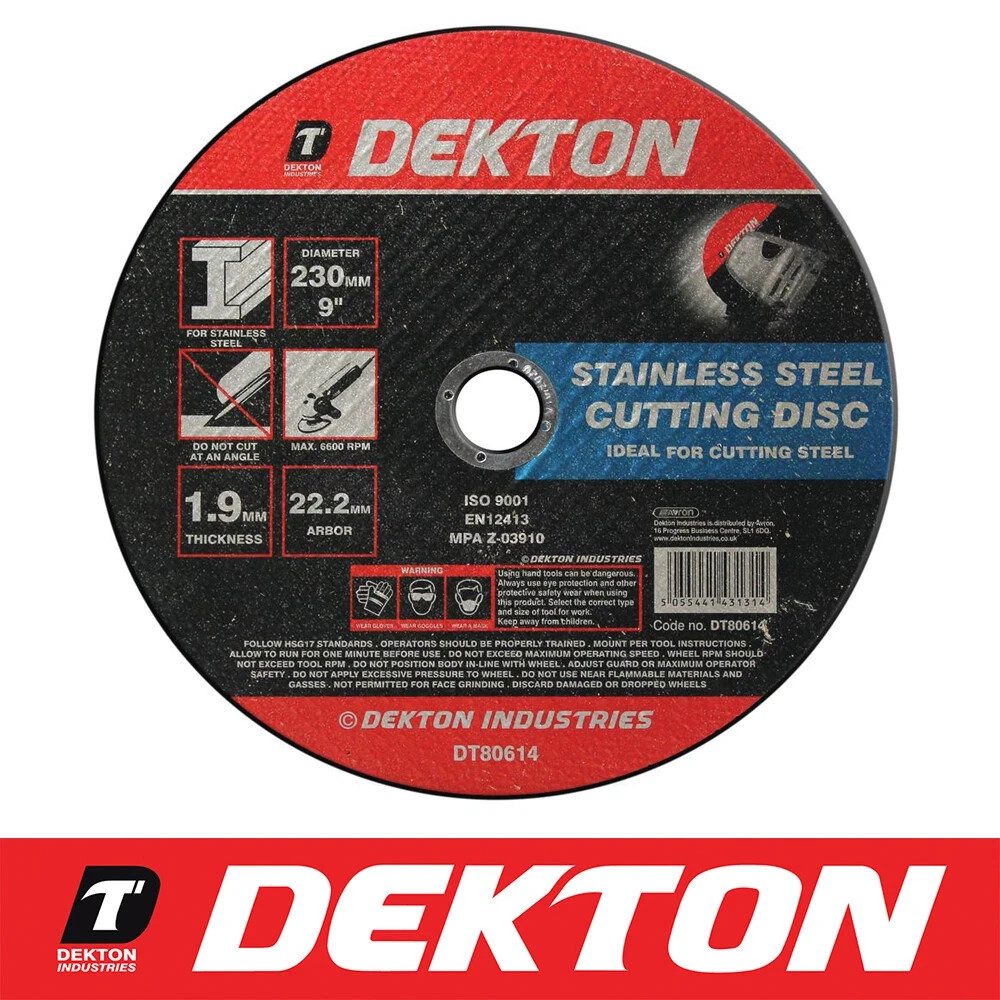 Dekton DT80614 230mm 9" Metal Cutting Disc 1.9mm x 22.2mm Angle Grinder New