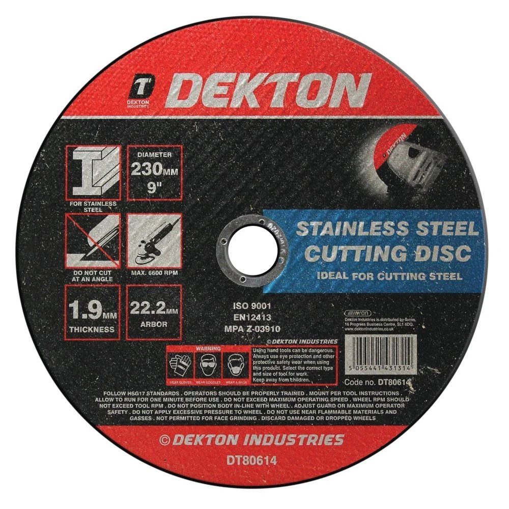 Dekton DT80614 230mm 9" Metal Cutting Disc 1.9mm x 22.2mm Angle Grinder New