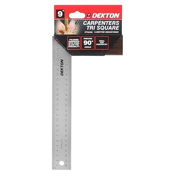 Dekton DT55328 9" Carpenters Try Square 90° Hardwood Steel Blade New