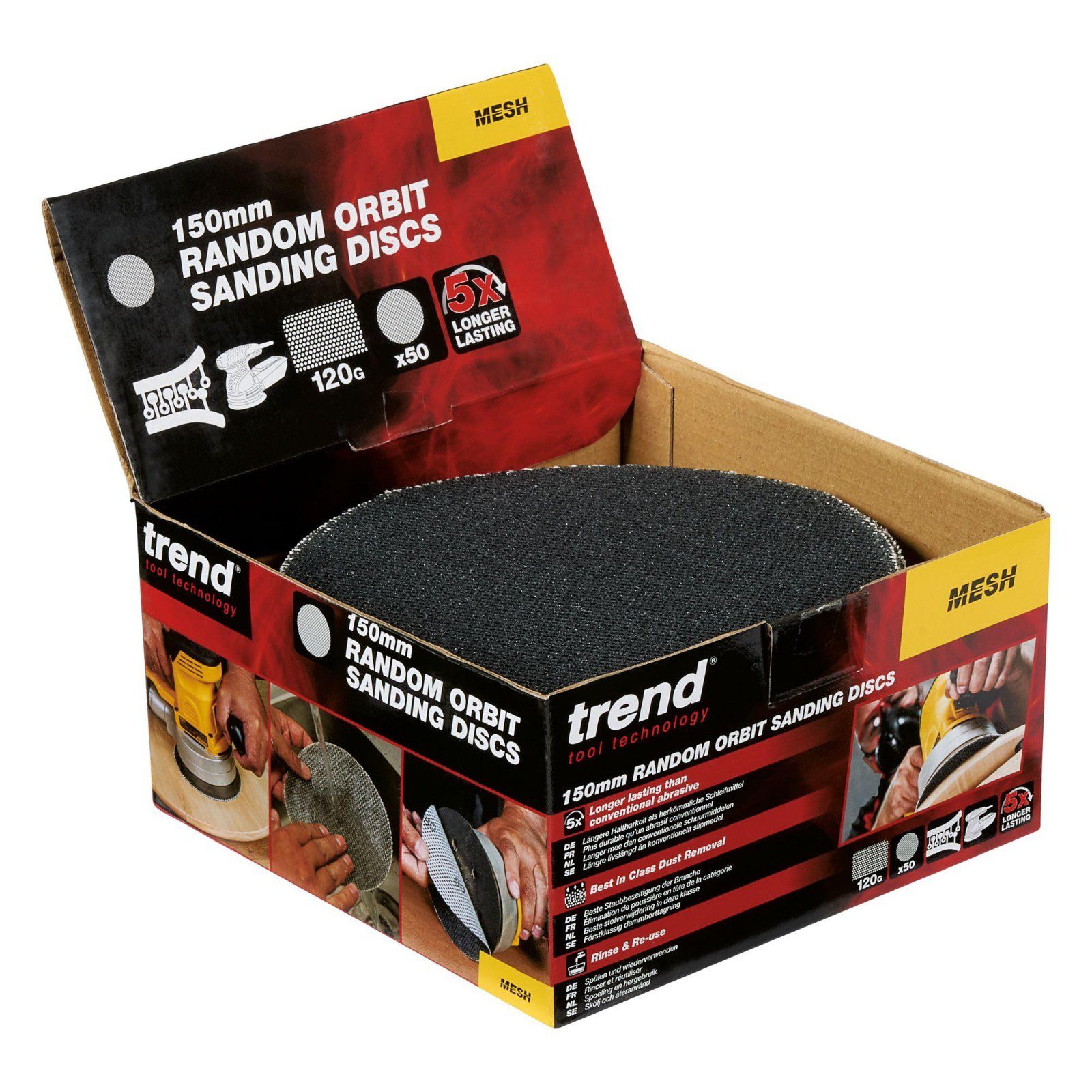 Trend 150mm 120G Mesh Random Orbit Sanding Discs 50 Pack New - Image 2