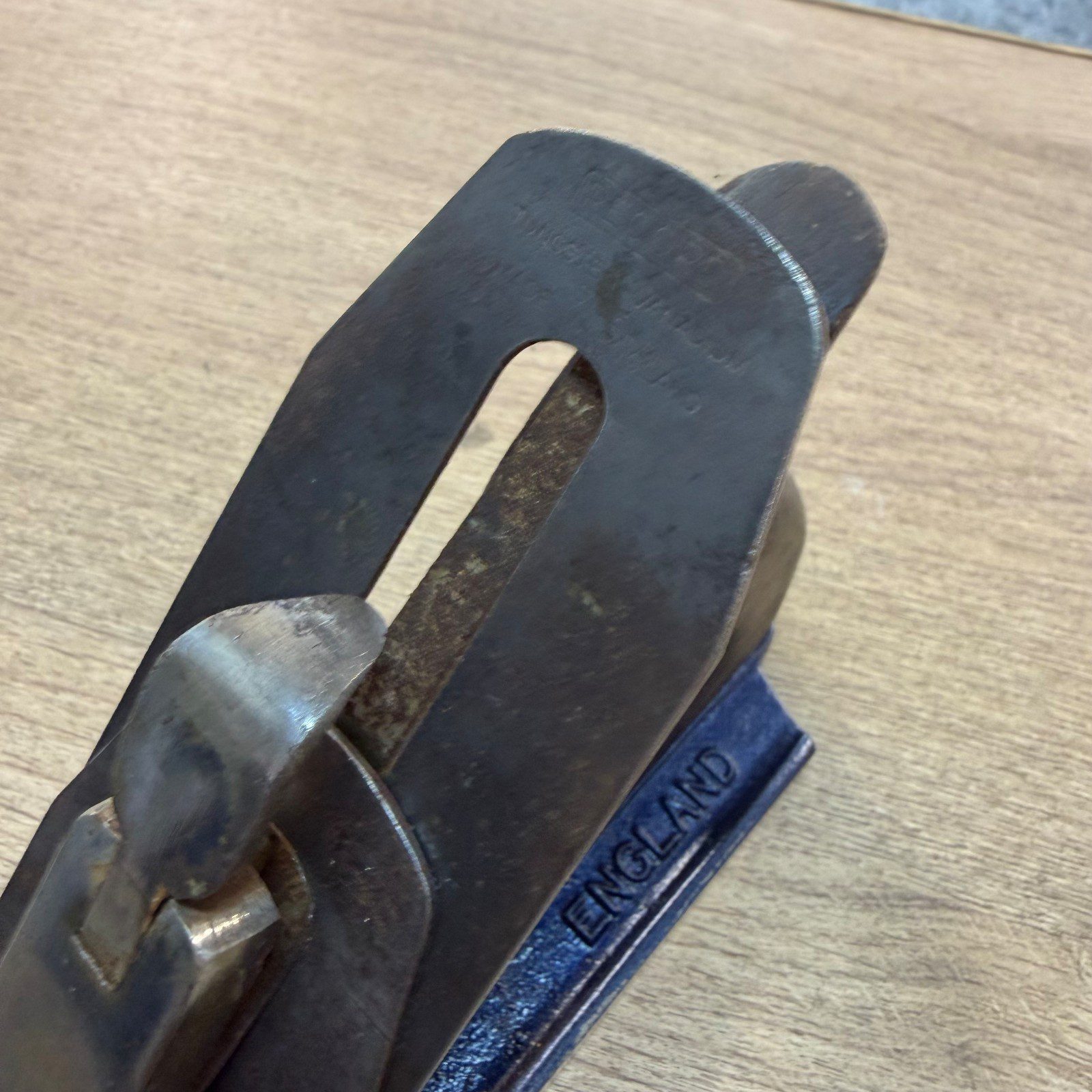 Forge Steel Smoothing Hand Plane Adjustable Blade Metal Body Good Condition - Image 2
