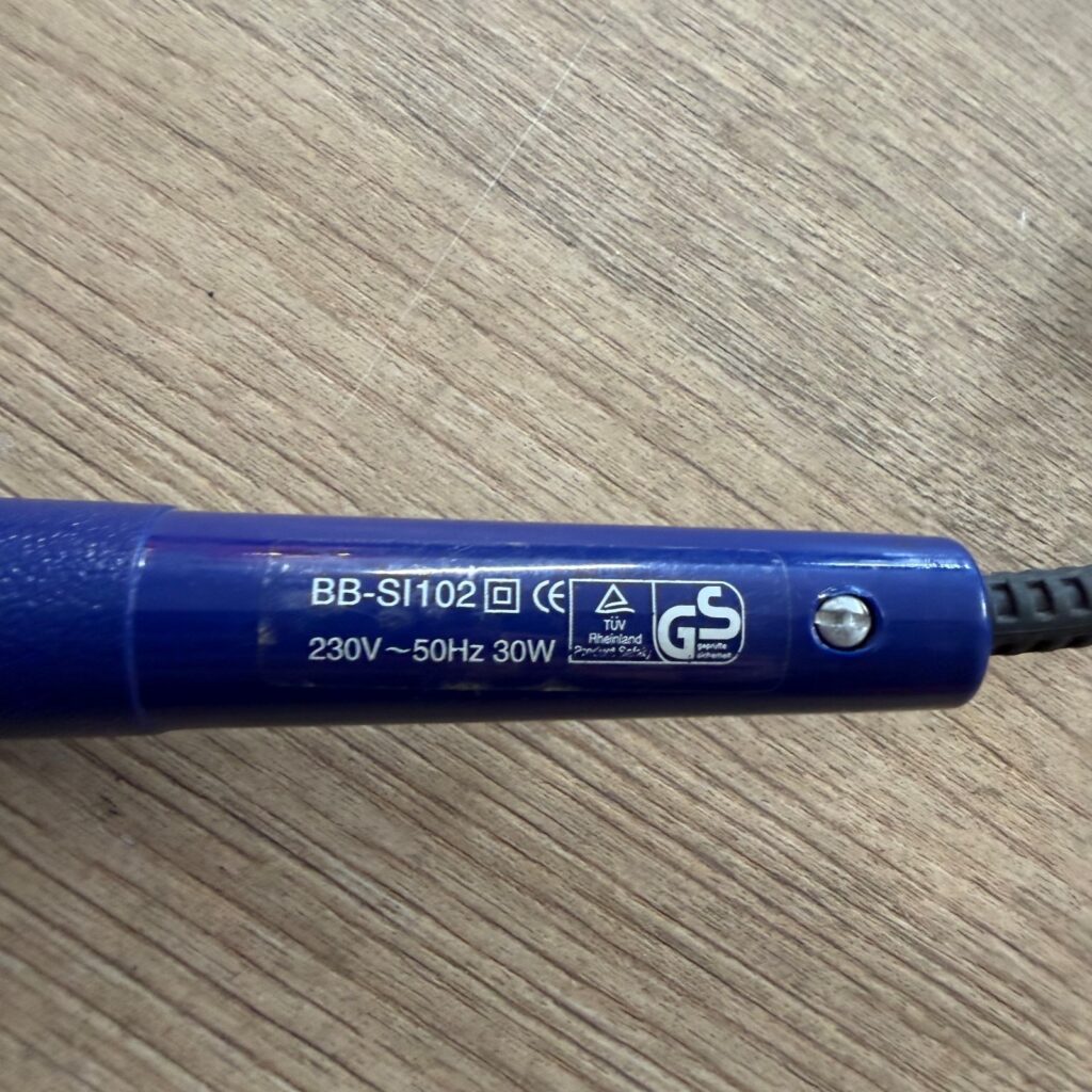 Electric Soldering Iron Corded UK Plug Pointed Tip Blue Handle Very Good
