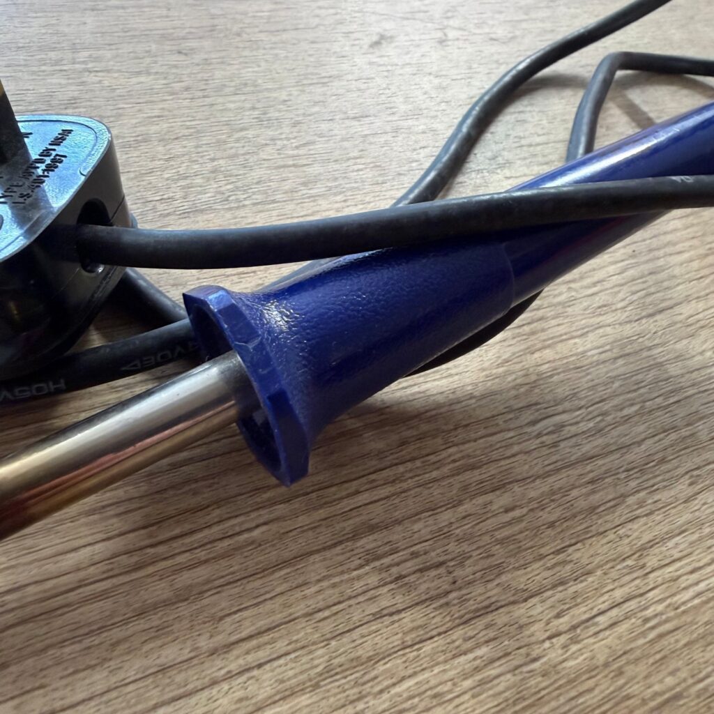 Electric Soldering Iron Corded UK Plug Pointed Tip Blue Handle Very Good