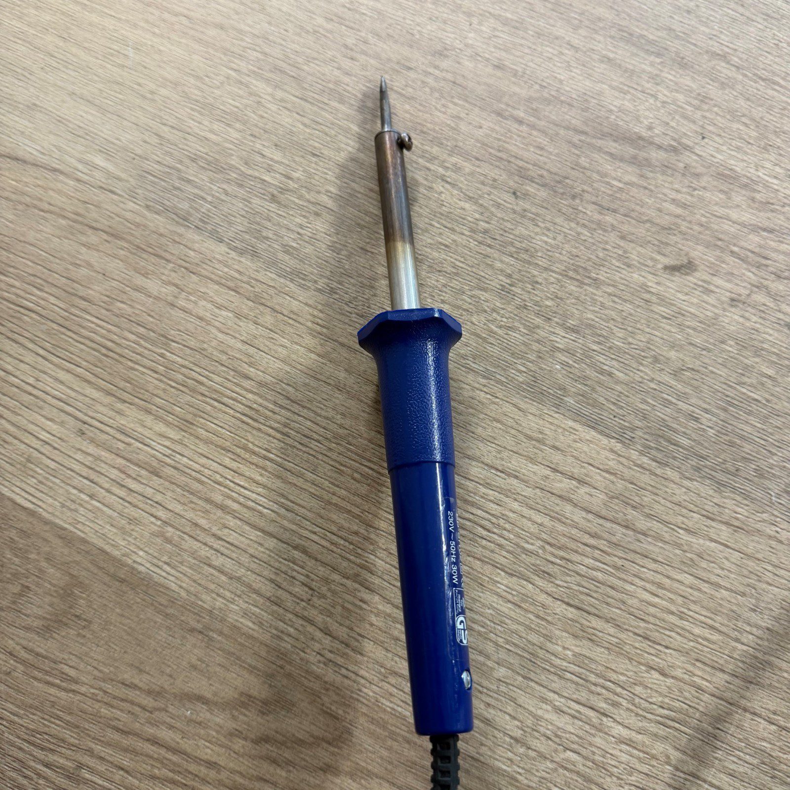 Electric Soldering Iron Corded UK Plug Pointed Tip Blue Handle Very Good - Image 11