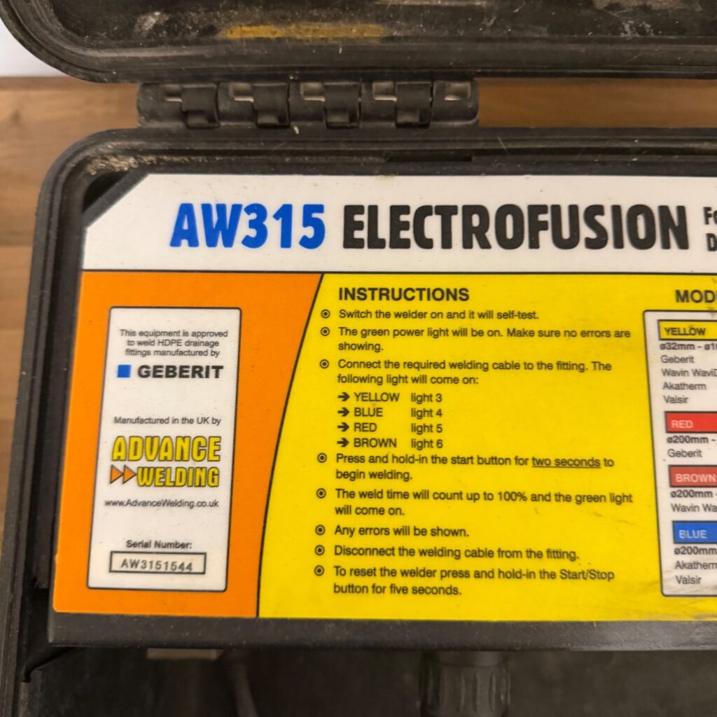 Advance Welding AW315 110V HDPE Electrofusion Welder 32-315mm Serviced