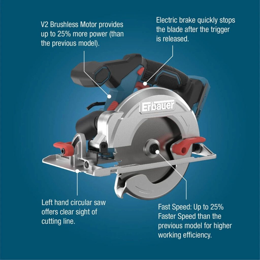 Erbauer ERI1085CSW 18V EXT Brushless V2 165mm Circular Saw Body Only New